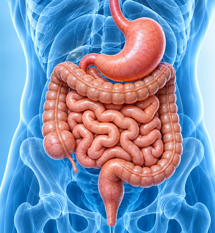 Ilustração anatômica do sistema digestivo